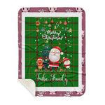 Personalized Gift Tartan Plaid Blanket Clan Tribe of Mar With Funny Santa Snowman Reindeer Merry Christmas Gift Sherpa Blanket, blue plaid sherpa blanket,blue tartan sherpa blanket,Buchan,buffalo plaid sherpa blanket,christmas sherpa blanket,Christmas Throw Blanket