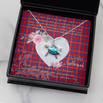 Sea Turtle Necklace Gift for My Beautiful Girlfriend Valentines Necklace Clan Hamilton Modern Tartan Blue Turtle Necklace