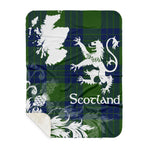 Sherpa Blanket - Tartan Blanket Thistle and Lion Scottish Clan Montgomery Modern Plaid Blanket, plaid sherpa blanket queen,purple sherpa blanket,queen sherpa blanket,queen size sherpa blanket,red sherpa blanket,scottish tartan blankets,sherpa blanket,sherpa christmas blanket