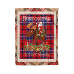 Personalized Gift Plaid Tartan Blanket Clan Wishart With Moose Lover Xmas Gift Santa Riding Christmas Fleece Blanket