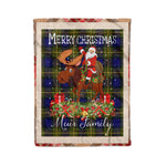 Personalized Gift Plaid Tartan Blanket Clan Muir With Moose Lover Xmas Gift Santa Riding Christmas Fleece Blanket