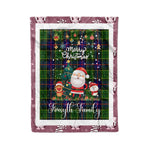 Personalized Gift Tartan Plaid Blanket Clan Forsyth With Funny Santa Snowman Reindeer Merry Christmas Fleece Blanket, Christmas Blanket, Plaid Blanket, Tartan Blanket,Scottish Blanket