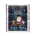 Personalized Gift Tartan Plaid Blanket Clan Grewar With Funny Santa Snowman Reindeer Merry Christmas Fleece Blanket, Christmas Blanket, Plaid Blanket, Tartan Blanket,Scottish Blanket