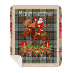 Personalized Gift Plaid Tartan Blanket Clan MacLeod Of Harris Weathered With Moose Lover Xmas Gift Santa Riding Plaid Christmas Sherpa Blanket