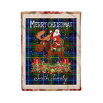 Personalized Gift Plaid Tartan Blanket Clan Smith Modern With Moose Lover Xmas Gift Santa Riding Christmas Fleece Blanket