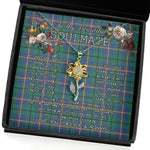 To My Beautiful Soulmate Sunflower Necklace In Your Eyes I Have Found My Home Clan Carmichael Ancient Tartan Jewelry For Girlfriend, Tartan Sunflower Pendant Necklace, Scottish Tartan Jewelry, valentine necklace, necklace girlfriend, necklace for wife, cute necklaces for girlfriend, jewelry for girlfriend, to my soulmate necklace, to my future wife necklace