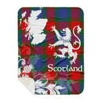 Sherpa Blanket - Tartan Blanket Thistle and Lion Scottish Clan Mar Plaid Blanket, plaid sherpa blanket queen,purple sherpa blanket,queen sherpa blanket,queen size sherpa blanket,red sherpa blanket,scottish tartan blankets,sherpa blanket,sherpa christmas blanket