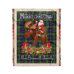 Personalized Gift Plaid Tartan Blanket Clan MacDonnell Of Glengarry With Moose Lover Xmas Gift Santa Riding Christmas Fleece Blanket