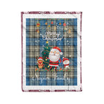 Personalized Gift Tartan Plaid Blanket Clan Napier Ancient With Funny Santa Snowman Reindeer Merry Christmas Fleece Blanket, Home Living Room, Plaid Blanket, Tartan Blanket, Scottish Blanket, Buffalo fleece blanket, Christmas Blanket