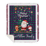 Personalized Gift Tartan Plaid Blanket Clan MacArthur of Milton With Funny Santa Snowman Reindeer Merry Christmas Gift Sherpa Blanket, blue plaid sherpa blanket,blue tartan sherpa blanket,Buchan,buffalo plaid sherpa blanket,christmas sherpa blanket,Christmas Throw Blanket