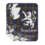 Sherpa Blanket - Tartan Blanket Thistle and Lion Scottish Clan Fletcher Of Dunans Plaid Blanket, plaid sherpa blanket queen,purple sherpa blanket,queen sherpa blanket,queen size sherpa blanket,red sherpa blanket,scottish tartan blankets,sherpa blanket,sherpa christmas blanket