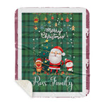 Personalized Gift Tartan Plaid Blanket Clan Ross Hunting Ancient With Funny Santa Snowman Reindeer Merry Christmas Gift Sherpa Blanket, blue plaid sherpa blanket,blue tartan sherpa blanket,Buchan,buffalo plaid sherpa blanket,christmas sherpa blanket,Christmas Throw Blanket