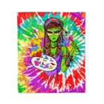 Scotstee Shop - Scotstee Shop Blanket Hippie Alien Girl Psychedelic Painting Artist Tie Dye Rainbow Hippie Fleece Blanket