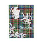 Scotstee Shop Tartan Plaid Fleece Blankets Thistle and Lion Scottish Clan Stirling Plaid Blanket