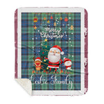 Personalized Gift Tartan Plaid Blanket Clan Leslie Hunting Ancient With Funny Santa Snowman Reindeer Merry Christmas Gift Sherpa Blanket, blue plaid sherpa blanket,blue tartan sherpa blanket,Buchan,buffalo plaid sherpa blanket,christmas sherpa blanket,Christmas Throw Blanket