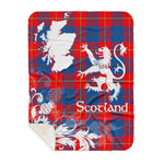 Scotstee Shop - Tartan Blanket Thistle and Lion Scottish Clan Galloway Plaid Blanket - Sherpa Blanket