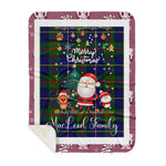 Personalized Gift Tartan Plaid Blanket Clan MacLeod With Funny Santa Snowman Reindeer Merry Christmas Gift Sherpa Blanket, blue plaid sherpa blanket,blue tartan sherpa blanket,Buchan,buffalo plaid sherpa blanket,christmas sherpa blanket,Christmas Throw Blanket