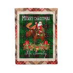 Personalized Gift Plaid Tartan Blanket Clan Fife District With Moose Lover Xmas Gift Santa Riding Christmas Fleece Blanket