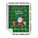 Personalized Gift Tartan Plaid Blanket Clan Henderson Ancient With Funny Santa Snowman Reindeer Merry Christmas Gift Sherpa Blanket, blue plaid sherpa blanket,blue tartan sherpa blanket,Buchan,buffalo plaid sherpa blanket,christmas sherpa blanket,Christmas Throw Blanket