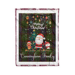 Personalized Gift Tartan Plaid Blanket Clan Cunningham Hunting With Funny Santa Snowman Reindeer Merry Christmas Fleece Blanket, Home Living Room, Plaid Blanket, Tartan Blanket, Scottish Blanket, Buffalo fleece blanket, Christmas Blanket