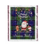 Personalized Gift Tartan Plaid Blanket Clan Newman With Funny Santa Snowman Reindeer Merry Christmas Fleece Blanket, Home Living Room, Plaid Blanket, Tartan Blanket, Scottish Blanket, Buffalo fleece blanket, Christmas Blanket