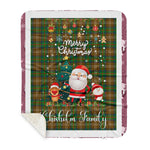 Personalized Gift Tartan Plaid Blanket Clan Chisholm Hunting With Funny Santa Snowman Reindeer Merry Christmas Gift Sherpa Blanket, blue plaid sherpa blanket,blue tartan sherpa blanket,Buchan,buffalo plaid sherpa blanket,christmas sherpa blanket,Christmas Throw Blanket