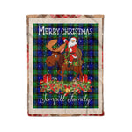 Personalized Gift Plaid Tartan Blanket Clan Sempill Modern With Moose Lover Xmas Gift Santa Riding Christmas Fleece Blanket