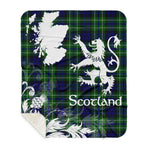 Sherpa Blanket - Tartan Blanket Thistle and Lion Scottish Clan MacNeill Of Colonsay Hunting Plaid Blanket, plaid sherpa blanket queen,purple sherpa blanket,queen sherpa blanket,queen size sherpa blanket,red sherpa blanket,scottish tartan blankets,sherpa blanket,sherpa christmas blanket