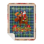 Personalized Gift Plaid Tartan Blanket Clan MacNeill Of Barra Ancient With Moose Lover Xmas Gift Santa Riding Plaid Christmas Sherpa Blanket