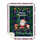 Personalized Gift Tartan Plaid Blanket Clan MacCallum With Funny Santa Snowman Reindeer Merry Christmas Gift Sherpa Blanket, blue plaid sherpa blanket,blue tartan sherpa blanket,Buchan,buffalo plaid sherpa blanket,christmas sherpa blanket,Christmas Throw Blanket