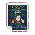 Personalized Gift Tartan Plaid Blanket Clan Blackwatch With Funny Santa Snowman Reindeer Merry Christmas Gift Sherpa Blanket, blue plaid sherpa blanket,blue tartan sherpa blanket,Buchan,buffalo plaid sherpa blanket,christmas sherpa blanket,Christmas Throw Blanket