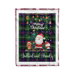Personalized Gift Tartan Plaid Blanket Clan Sutherland With Funny Santa Snowman Reindeer Merry Christmas Fleece Blanket, Home Living Room, Plaid Blanket, Tartan Blanket, Scottish Blanket, Buffalo fleece blanket, Christmas Blanket