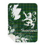Sherpa Blanket - Tartan Blanket Thistle and Lion Scottish Clan Cranstoun Modern Plaid Blanket, plaid sherpa blanket queen,purple sherpa blanket,queen sherpa blanket,queen size sherpa blanket,red sherpa blanket,scottish tartan blankets,sherpa blanket,sherpa christmas blanket