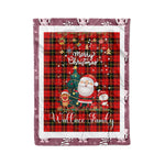 Personalized Gift Tartan Plaid Blanket Clan Wallace With Funny Santa Snowman Reindeer Merry Christmas Fleece Blanket, Home Living Room, Plaid Blanket, Tartan Blanket, Scottish Blanket, Buffalo fleece blanket, Christmas Blanket