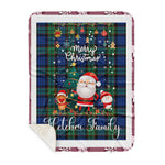 Personalized Gift Tartan Plaid Blanket Clan Fletcher With Funny Santa Snowman Reindeer Merry Christmas Gift Sherpa Blanket, blue plaid sherpa blanket,blue tartan sherpa blanket,Buchan,buffalo plaid sherpa blanket,christmas sherpa blanket,Christmas Throw Blanket
