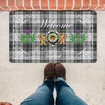 Doormat - Welcome Mat Scottish Clan Douglas Grey Modern Tartan Door Mat, Plaid Doormat With Thistle and Two Lion Scottish