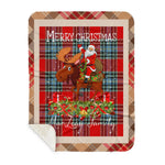 Personalized Gift Plaid Tartan Blanket Clan MacLeay With Moose Lover Xmas Gift Santa Riding Plaid Christmas Sherpa Blanket