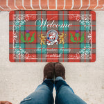 Doormat - Welcome Mat Scottish Clan Badge Dunbar Ancient Tartan Door Mat, Plaid Doormat With Thistle and Two Lion Scottish
