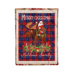 Personalized Gift Plaid Tartan Blanket Clan Haldane With Moose Lover Xmas Gift Santa Riding Christmas Fleece Blanket