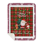 Personalized Gift Tartan Plaid Blanket Clan Fullerton With Funny Santa Snowman Reindeer Merry Christmas Gift Sherpa Blanket, blue plaid sherpa blanket,blue tartan sherpa blanket,Buchan,buffalo plaid sherpa blanket,christmas sherpa blanket,Christmas Throw Blanket