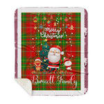 Personalized Gift Tartan Plaid Blanket Clan Burnett Ancient With Funny Santa Snowman Reindeer Merry Christmas Gift Sherpa Blanket, blue plaid sherpa blanket,blue tartan sherpa blanket,Buchan,buffalo plaid sherpa blanket,christmas sherpa blanket,Christmas Throw Blanket