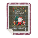 Personalized Gift Tartan Plaid Blanket Clan Haig Gray With Funny Santa Snowman Reindeer Merry Christmas Gift Sherpa Blanket, blue plaid sherpa blanket,blue tartan sherpa blanket,Buchan,buffalo plaid sherpa blanket,christmas sherpa blanket,Christmas Throw Blanket