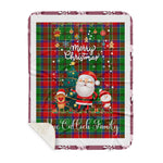 Personalized Gift Tartan Plaid Blanket Clan MacCulloch With Funny Santa Snowman Reindeer Merry Christmas Gift Sherpa Blanket, blue plaid sherpa blanket,blue tartan sherpa blanket,Buchan,buffalo plaid sherpa blanket,christmas sherpa blanket,Christmas Throw Blanket