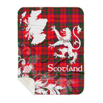 Sherpa Blanket - Tartan Blanket Thistle and Lion Scottish Clan Drummond Modern Plaid Blanket, plaid sherpa blanket queen,purple sherpa blanket,queen sherpa blanket,queen size sherpa blanket,red sherpa blanket,scottish tartan blankets,sherpa blanket,sherpa christmas blanket