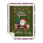 Personalized Gift Tartan Plaid Blanket Clan MacAlister Hunting With Funny Santa Snowman Reindeer Merry Christmas Gift Sherpa Blanket, blue plaid sherpa blanket,blue tartan sherpa blanket,Buchan,buffalo plaid sherpa blanket,christmas sherpa blanket,Christmas Throw Blanket