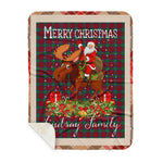 Personalized Gift Plaid Tartan Blanket Clan Lindsay Modern With Moose Lover Xmas Gift Santa Riding Buffalo Plaid Christmas Sherpa Blanket