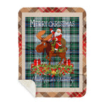 Personalized Gift Plaid Tartan Blanket Clan MacKenzie Dress Ancient With Moose Lover Xmas Gift Santa Riding Buffalo Plaid Christmas Sherpa Blanket