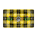 Scotstee Shop - Doormat - Welcome Mat Scottish Clan Badge Barclay Tartan Door Mat, Plaid Doormat With Thistle and Two Lion Scottish