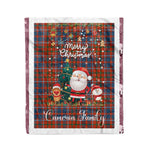 Personalized Gift Tartan Plaid Blanket Clan Cameron Of Lochiel Ancient With Funny Santa Snowman Reindeer Merry Christmas Fleece Blanket, Home Living Room, Plaid Blanket, Tartan Blanket, Scottish Blanket, Buffalo fleece blanket, Christmas Blanket