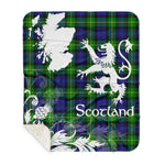 Sherpa Blanket - Tartan Blanket Thistle and Lion Scottish Clan Gordon Plaid Blanket, plaid sherpa blanket queen,purple sherpa blanket,queen sherpa blanket,queen size sherpa blanket,red sherpa blanket,scottish tartan blankets,sherpa blanket,sherpa christmas blanket